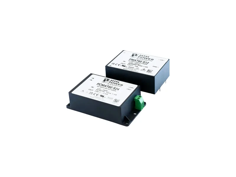 AC/DC-Netzteile PMAT60 S12 für Leiterplattenmontage und PCMAT60 S24 für Chassismontage