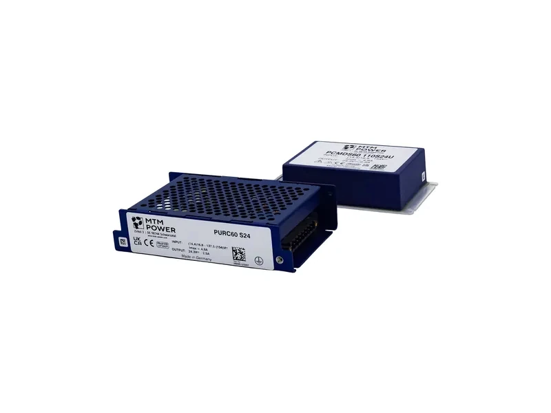DC/DC-Wandler PURC60 S24 in offener Bauform und vergossener PCMDS60 110S24U von MTM Power